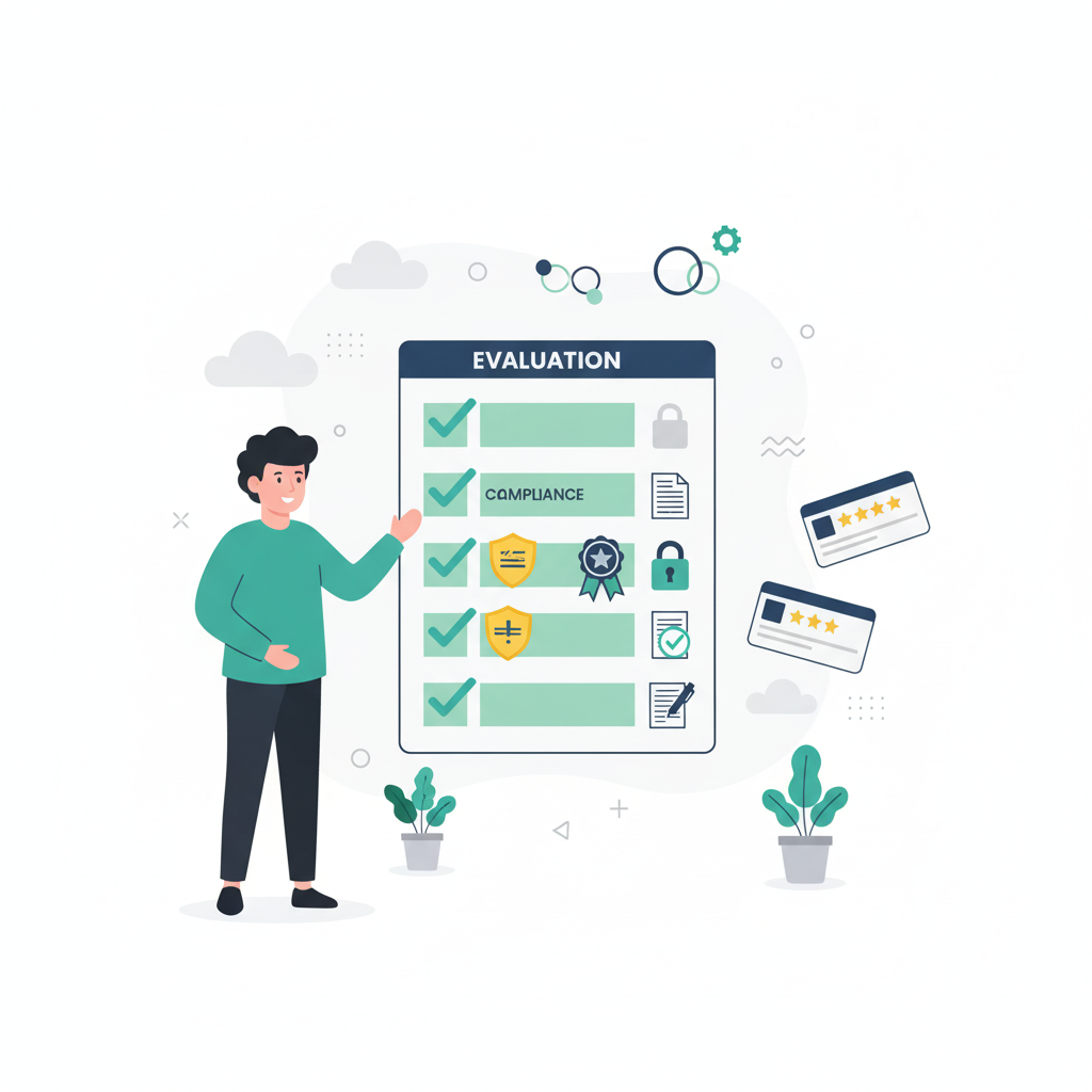 Graphic representation of the topic Evaluating AI Vendors for Enterprise Compliance - Questions to Ask and Red Flags to Watch