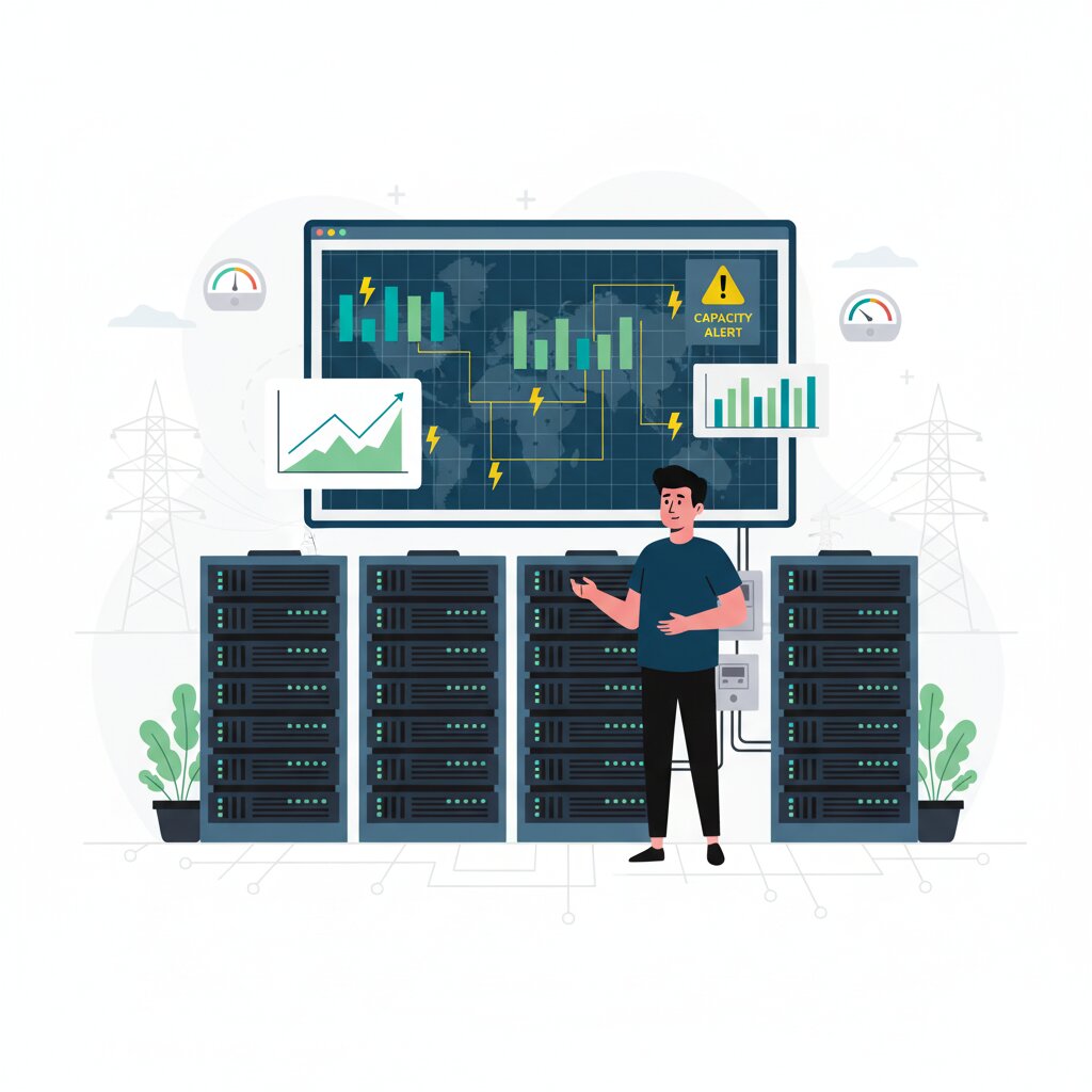 Graphic representation of the topic How AI Data Centres Are Stressing Power Grids and Creating Infrastructure Bottlenecks