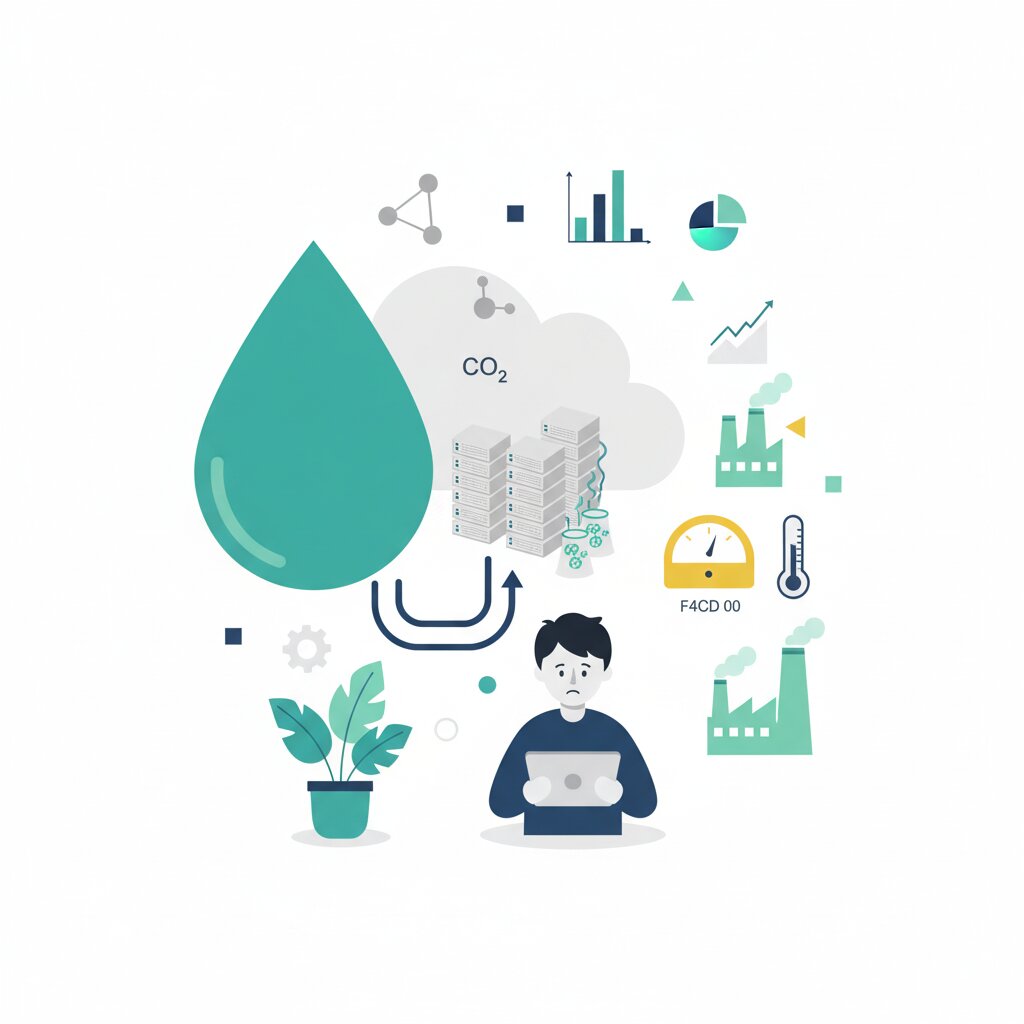 Graphic representation of the topic The Hidden Environmental Footprint of AI Including Water Consumption and Carbon Emissions