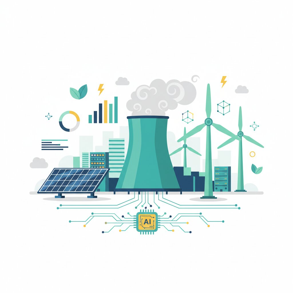 Graphic representation of the topic How Tech Giants Are Pursuing Nuclear and Renewable Energy to Power AI Infrastructure