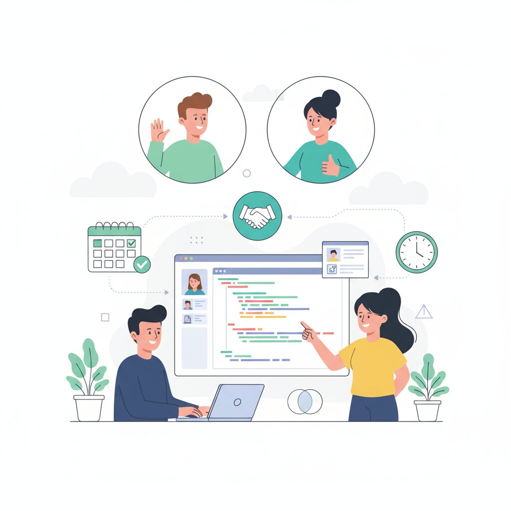 Graphic representation of the topic Managing Engineering Teams in Hybrid Work Environments - Building Trust and Productivity