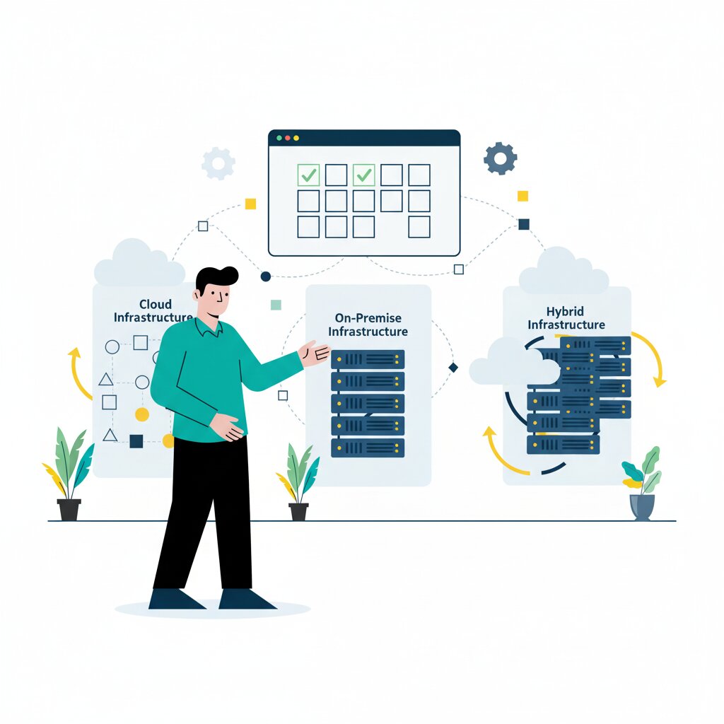 Graphic representation of the topic Cloud vs On-Premises vs Hybrid AI Infrastructure Decision Guide