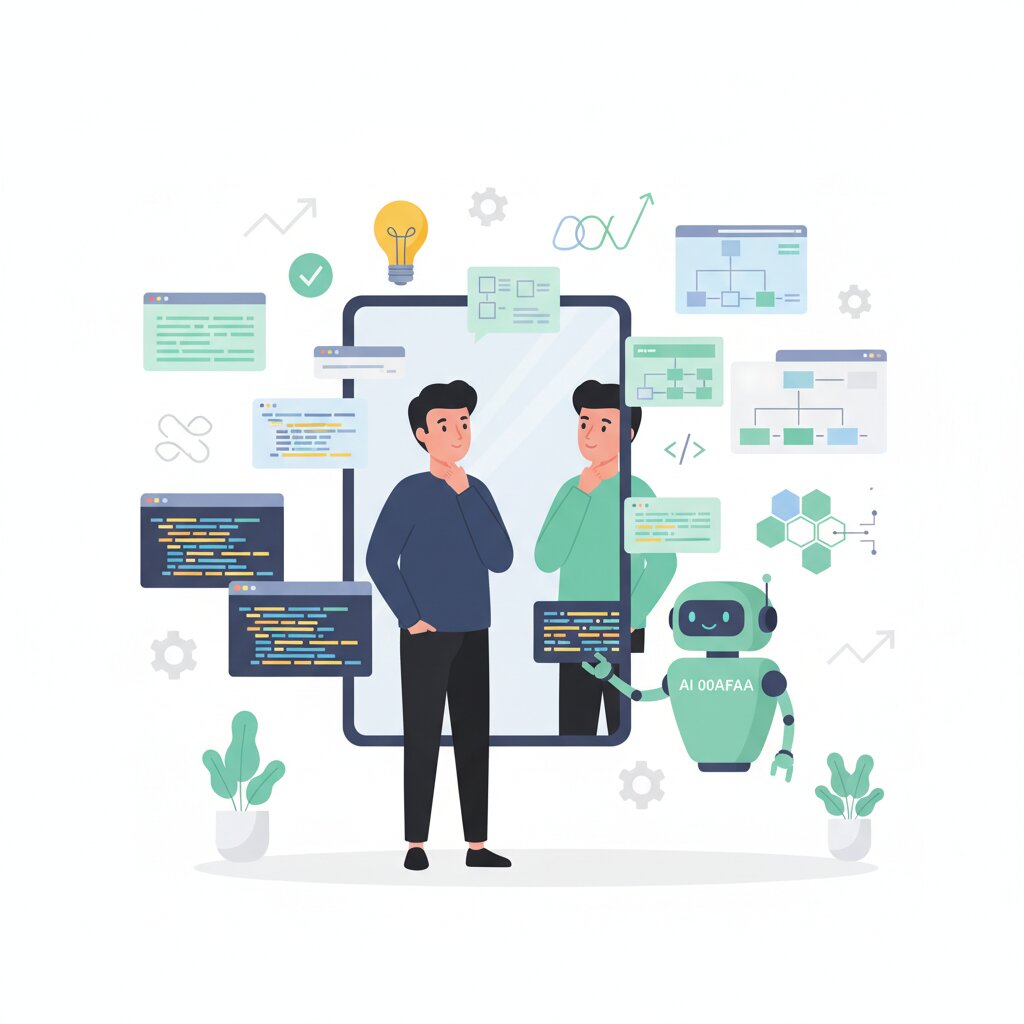 Graphic representation of the topic Developer Identity Shift - How AI is Redefining What It Means to Be a Developer