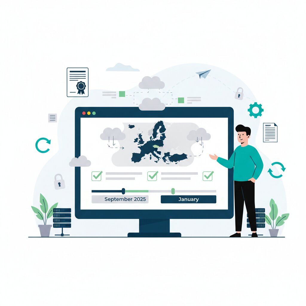 Graphic representation of the topic Navigating EU Data Act and Digital Markets Act Cloud Compliance Requirements