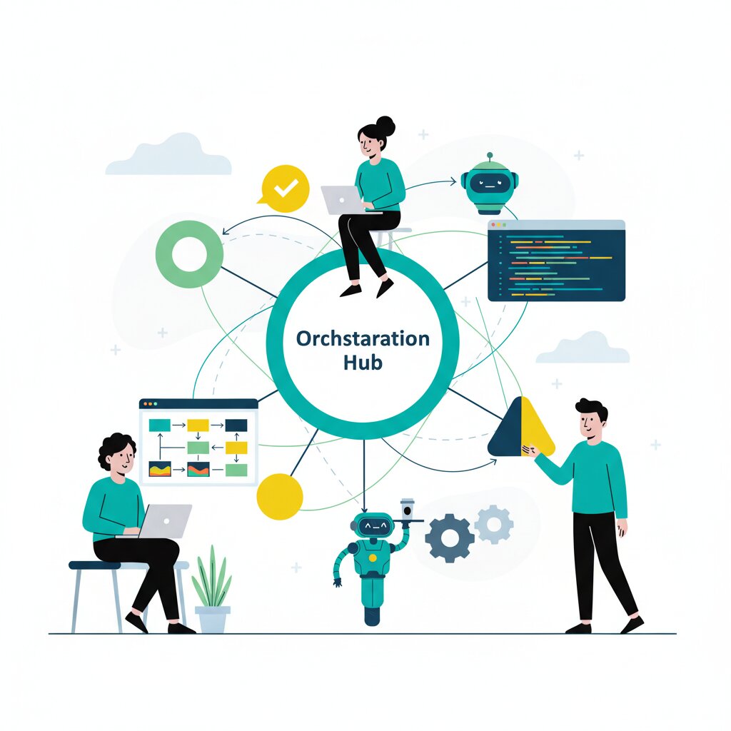 Graphic representation of the microservices moment for artificial intelligence and multi-agent orchestration
