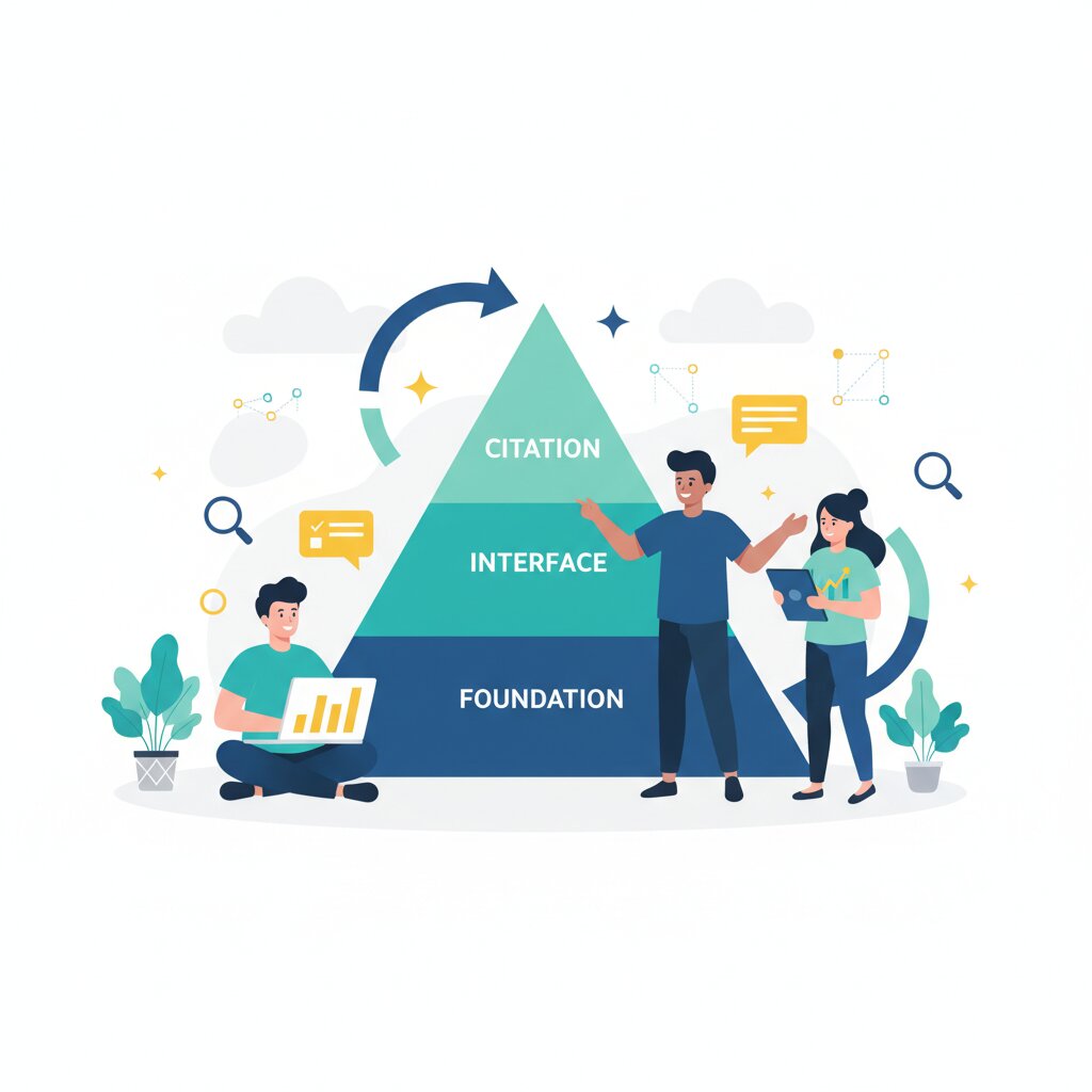Graphic representation of the topic Beyond SEO — How AEO and GEO Work Together as a Layered Optimisation Strategy