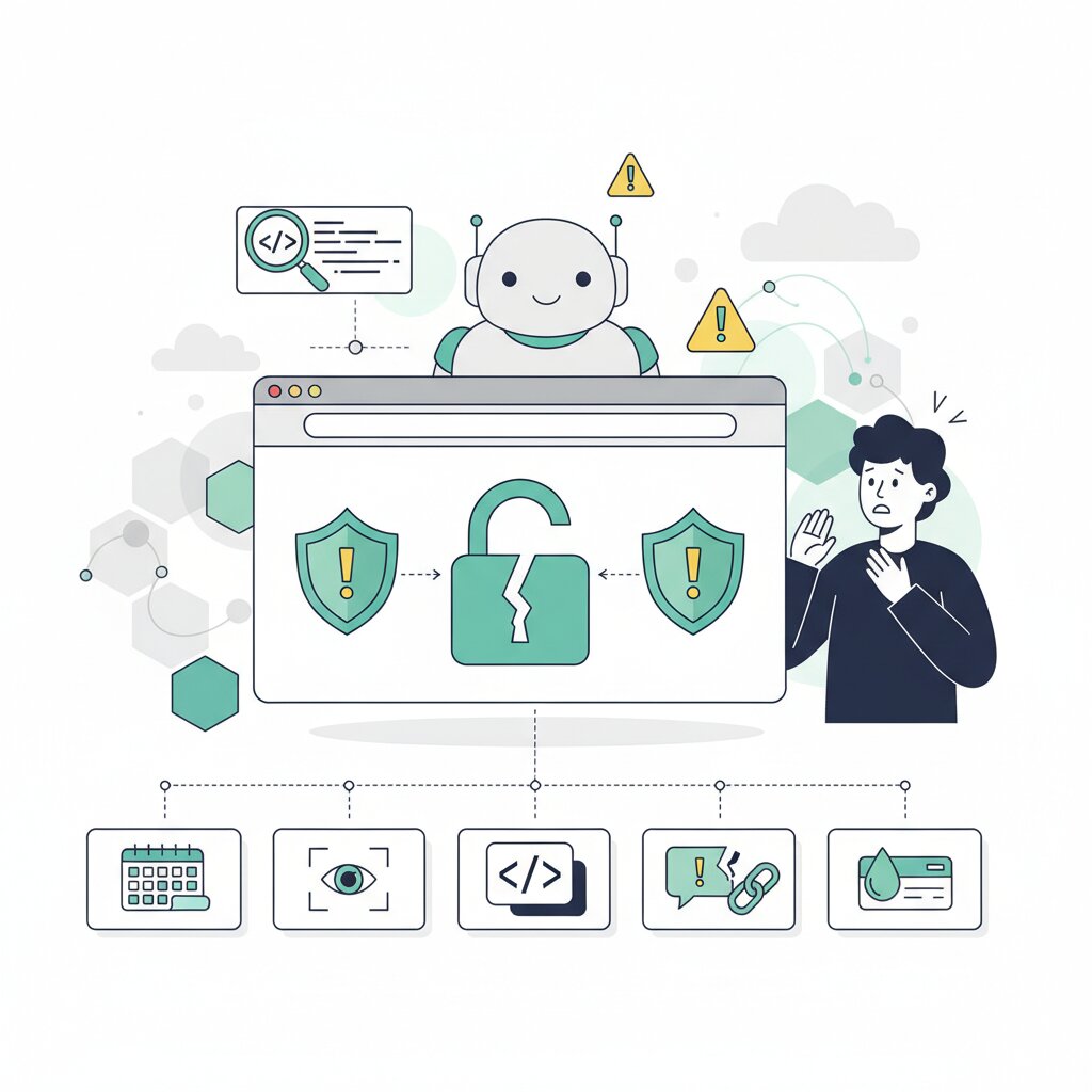 Graphic representation of six demonstrated agentic browser security exploits