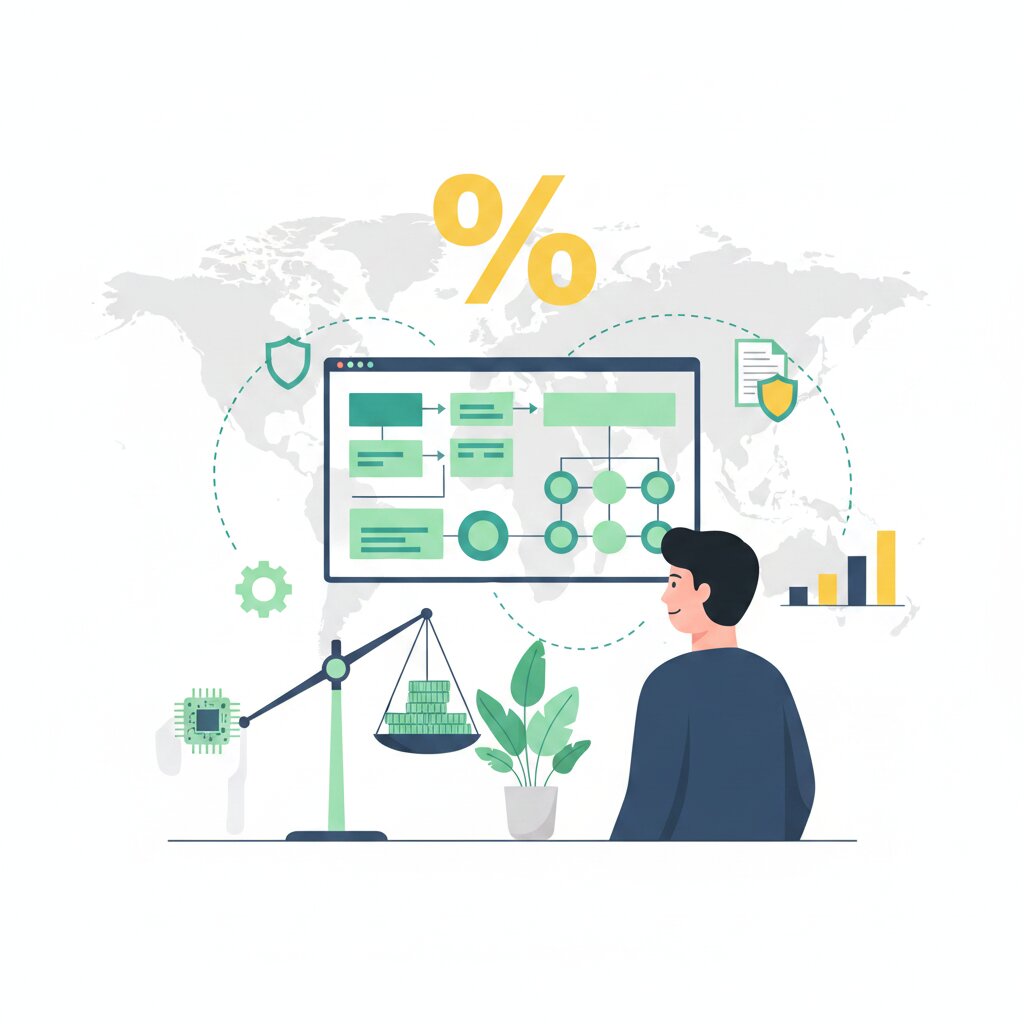 Graphic representation of how the 25 percent AI chip tariff works and its impact on GPU procurement