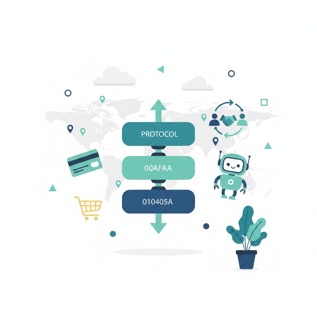Graphic representation of the topic Beyond MCP: Universal Commerce Protocol, Agent Payments, and the Vertical Protocol Stack for AI Agents