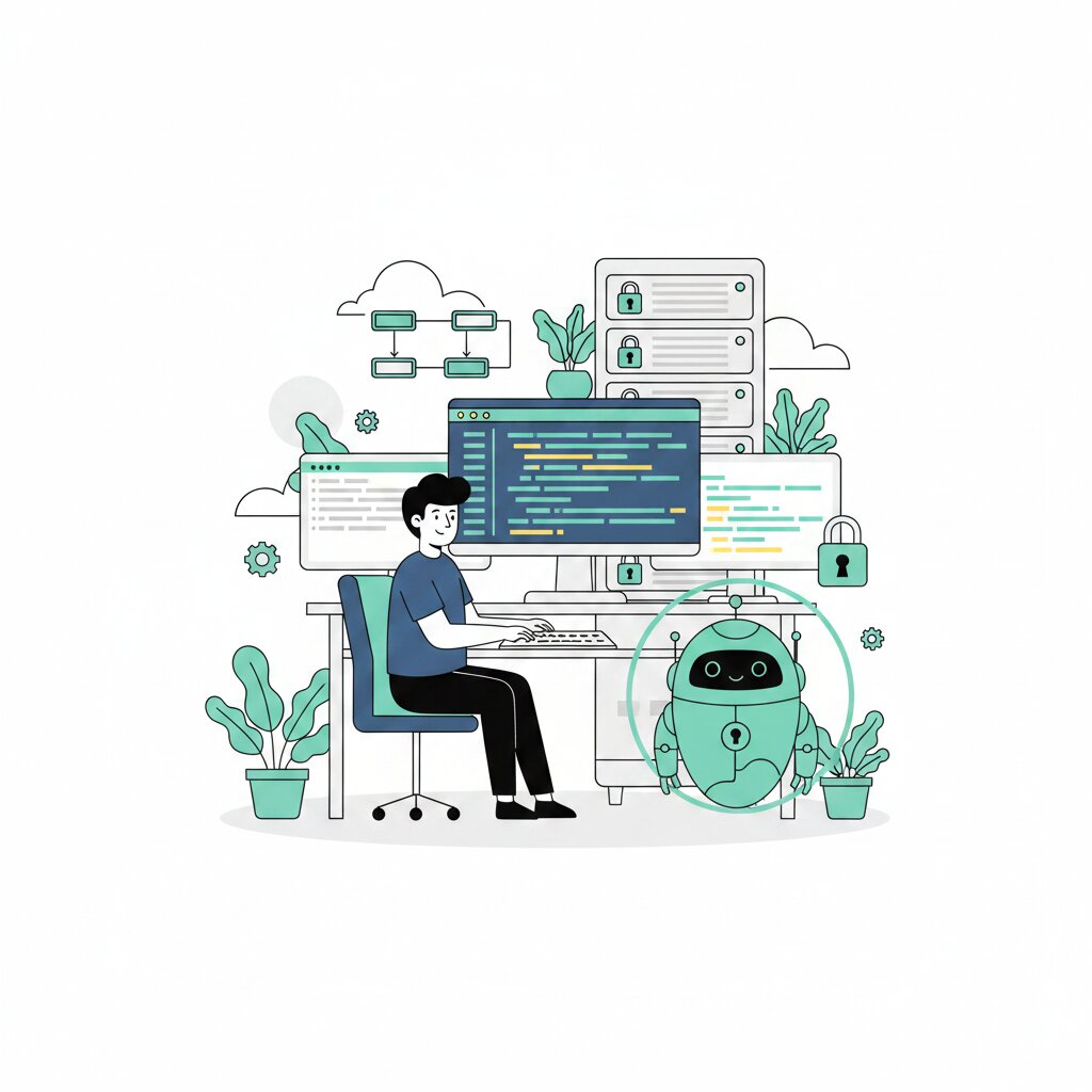 Graphic representation of AI coding agents running unattended in sandboxed environments