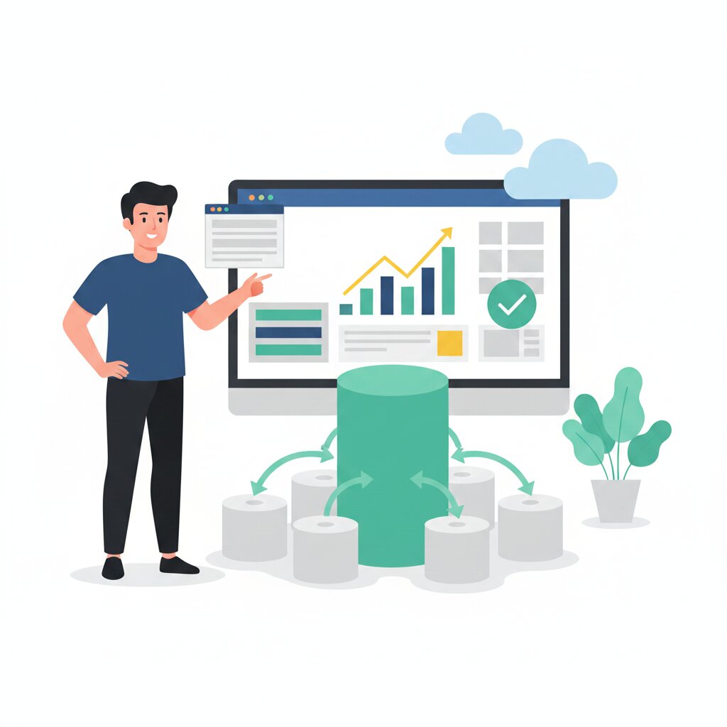 Graphic representation of Postgres database consolidation replacing a polyglot stack