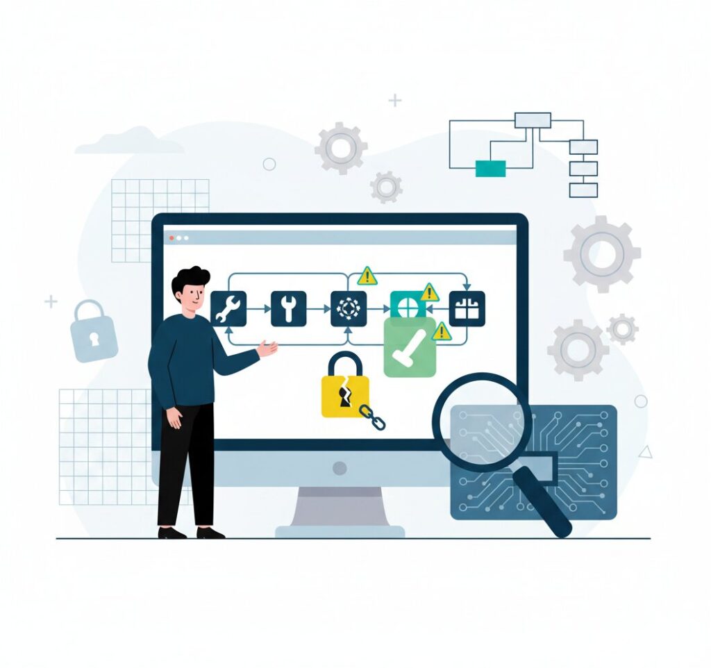 Graphic representation of tool poisoning, tool shadowing, and rugpull attacks in AI supply chains